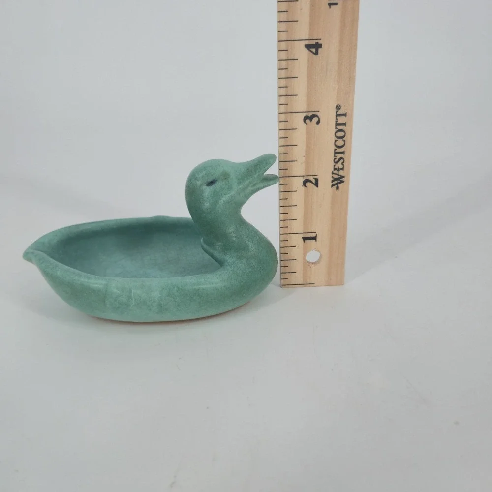 Weller Pottery Duck Pin Tray Turquoise Green Art Pottery 1930s Signed Vintage